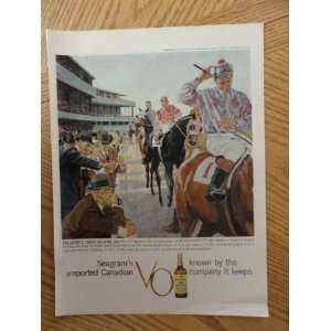 1959 VO Whiskey (Horses race track) magazine print ad. from private 