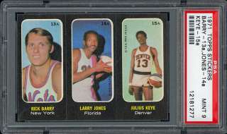 1971 Topps Trios Stickers #13A 15A Rick Barry, Larry Jones, and Julius 