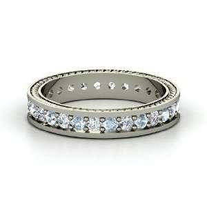  Anisha Ring, Palladium Ring with Aquamarine & Diamond 