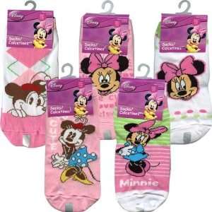  (4 Count) Minnie Mouse Girls Anklet Socks   Size 6 8: Baby