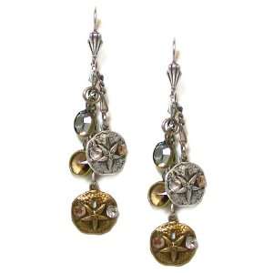 Anne Koplik Designs Silver And Goldtone Sand Dollar Dangle Earrings 