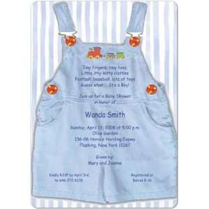    Blue Overalls Magnet Small Baby Shower Invitations 