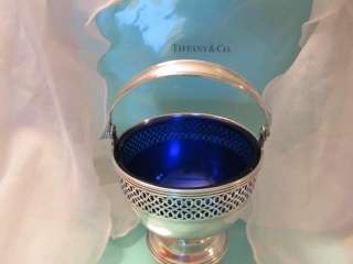 Vintage Tiffany & Co. Cobalt Glass Liner Sterling Silver Swing Handle 