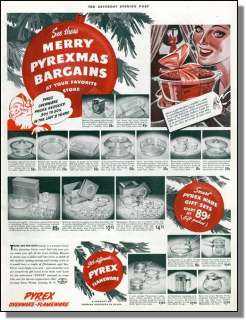 1939 Pyrex ovenware pans and sets   Pyrex Christmas print ad  