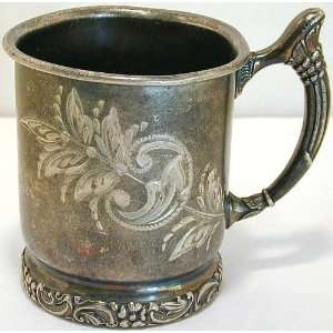   Forbes antique Victorian bright cut silverplate mug