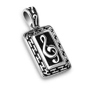  316L Stainless Steel GClef Music Note Tag Pendant West 