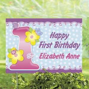 Personalized 1st Birthday Girl Yard Sign   Party Decorations & Yard 