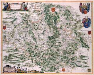 1662 Map Hessen Germany Blaeu antique nice cartouche  
