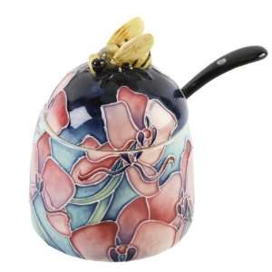  Orchid Floral Ceramic Bee Honey Pot Old Tupton Ware: Home 