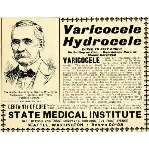 1903 Ad Varicocele Hydrocele State Medical Institute   Original Print 