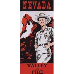 BEAUTIFUL GIRL NEVADA VALLEY OF FIRE TRAVEL TOURISM VINTAGE POSTER 