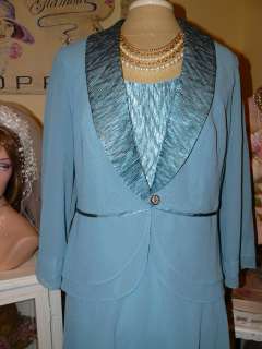 MOTHER OF THE BRIDE Teal WEDDING Party JACKET/DRESS 16  