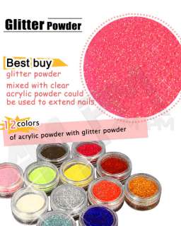 12 X Glitter Powder for Nail Acrylic UV Gel Decoration  