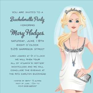  Square in Silver Blonde Bachelorette Party Invitation 
