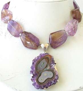 IFDesigns Natural Amethyst Druzy Pendant Necklace