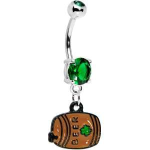  Green Gem Irish Beer Keg Belly Ring: Jewelry
