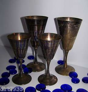 Valero Silver Plate Goblets Wine glasses or Cups   Set of 4 made in 