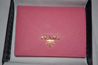 PRADA Saffiano Leather Bifold Wallet Geranio Pink 1M0204 New in Box 