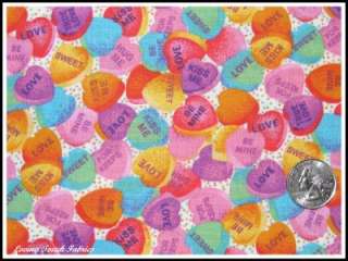 David Textiles Valentine Heart Candy Sayings Fabric  