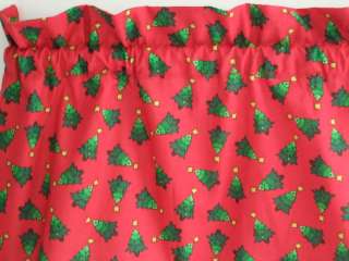 HOLIDAY Curtain Valances* CHRISTMAS TREES ON RED  