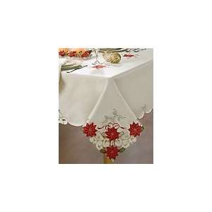  HomeWear Merry Poinsettia 60 x 84 Tablecloth, Oblong 