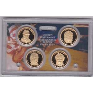   Coins Set has four U.S. Proof $1 Presidential gold colored clad coins