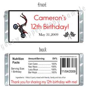 BMX DIRT BIKE MOTO X FMX Candy Wrappers Party Favors  
