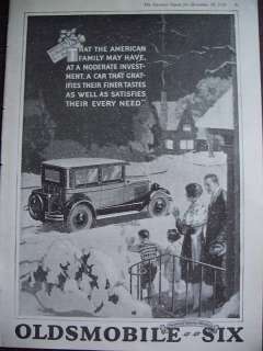 1926 Oldsmobile Six Car Christmas Snow Ad  