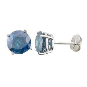   Applied* 14K White Gold Blue Diamond Earrings 2.00 TCW. Jewelry