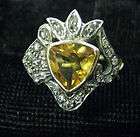 14K Gold YELLOW SAPPHIRE & DIAMOND FLEUR DE LIS Ring
