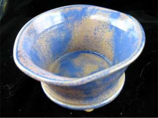 Edgecomb Pottery Pottery Blue Tan Spatter Bowl 6 Diameter 3 Tall 