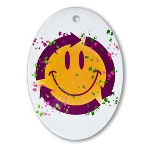  Ornament (Oval) Recycle Symbol Smiley Face Everything 
