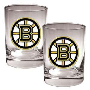  Boston Bruins NHL 2pc Rocks Glass Set   Primary Logo 