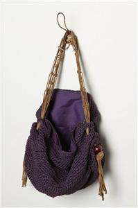 Nwt Rare Anthropologie Gunny Sack Tote Purple Woven Straw Bag New 