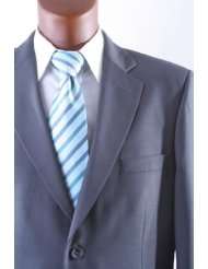   Button Super 150s Extra Fine Gray Dress Suit with Flat Front Pants