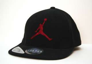 Air Jordan Nike Jumpman Black/Red Mens Stretch Fit Flat Bill Cap 