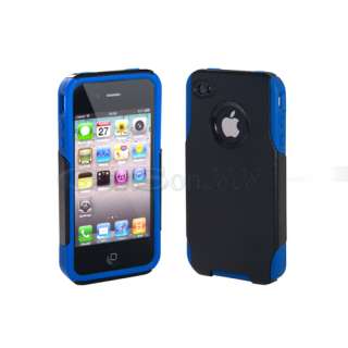   Black Hard 2pieces Case Cover PC Silicone 2 in 1 For Apple iPhone 4 4g