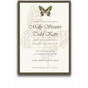  150 Rectangular Wedding Invitations   Butterfly Taupe 