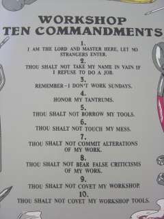 New WORKSHOP Ten Commandments Garage Plaque Sign  