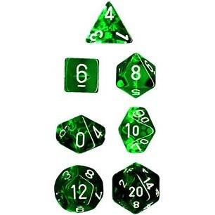 Chessex Dice: Polyhedral 7 Die Translucent Dice Set   Green