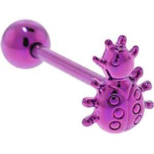   : Purple Titanium Anodized 3 D Lady Bug Barbell Tongue Ring: Jewelry