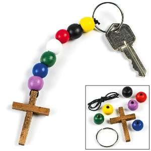  Wooden Cross Faith Key Chain Craft Kit (1 dz): Toys 
