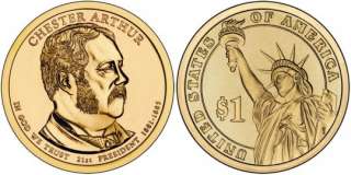 2012 Chester Arther Presidential $1 Coin (US Mint images)