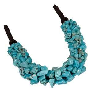  Adjustable Cluster Turquoise Nuggets Necklace on Satin 