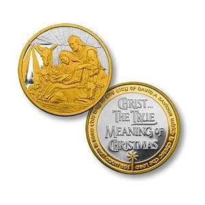 MANGER SCENE   1 OZ. .999 SILVER PROOF WITH GOLD SELECT  ENGRAVABLE 