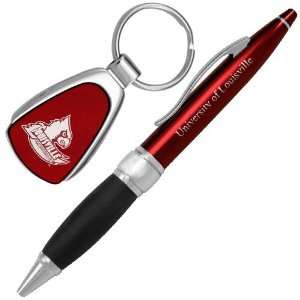  NCAA Louisville Cardinals Red Chrome Pen & Keychain Set 
