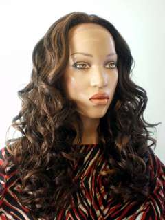 WIG LACE FRONT SYNTHETIC CURLY BLACK BROWN FREE SHIP  