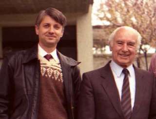   Albert Hofmann (mid 1980s) in front of his home in Basel Switzerland