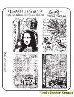 Tim Holtz Cling Rubber Stamp Set of 4 Artistic Collage  