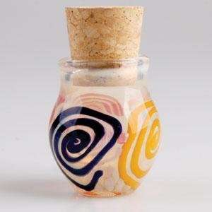  Glass Pyrex Stash Jar ~ Swirl ~ With Cork Top ~ Approx 3 